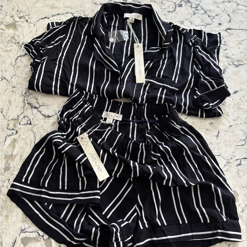 NWT!She + Sky Striped Pajama Set